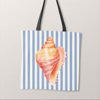 TOTE Fabric Bag Panel Blue Stripes Seashell 2 TP-1210