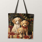 TOTE Adorable Christmas Pups TP-122 Fabric Bag Panel