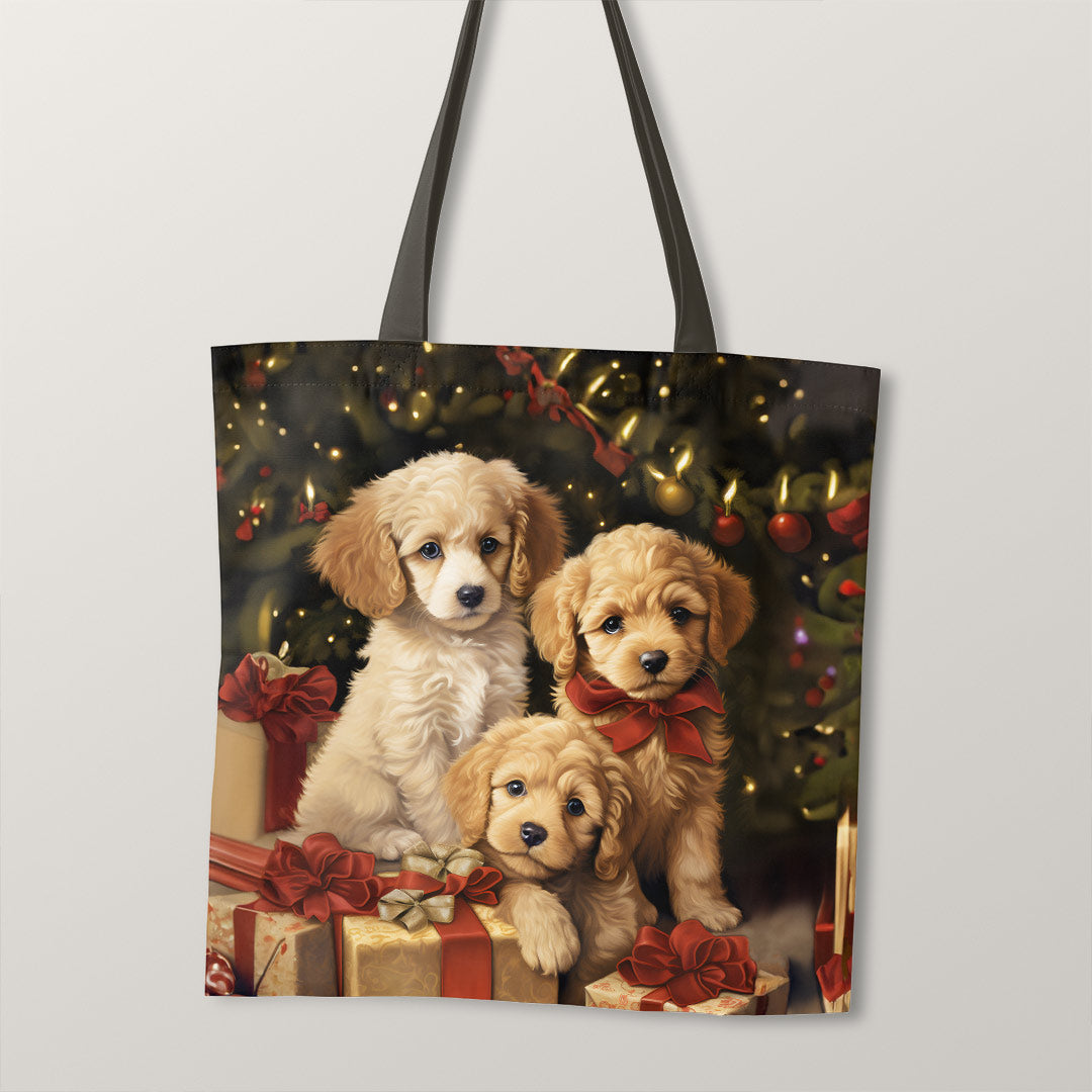 TOTE Adorable Christmas Pups TP-122 Fabric Bag Panel