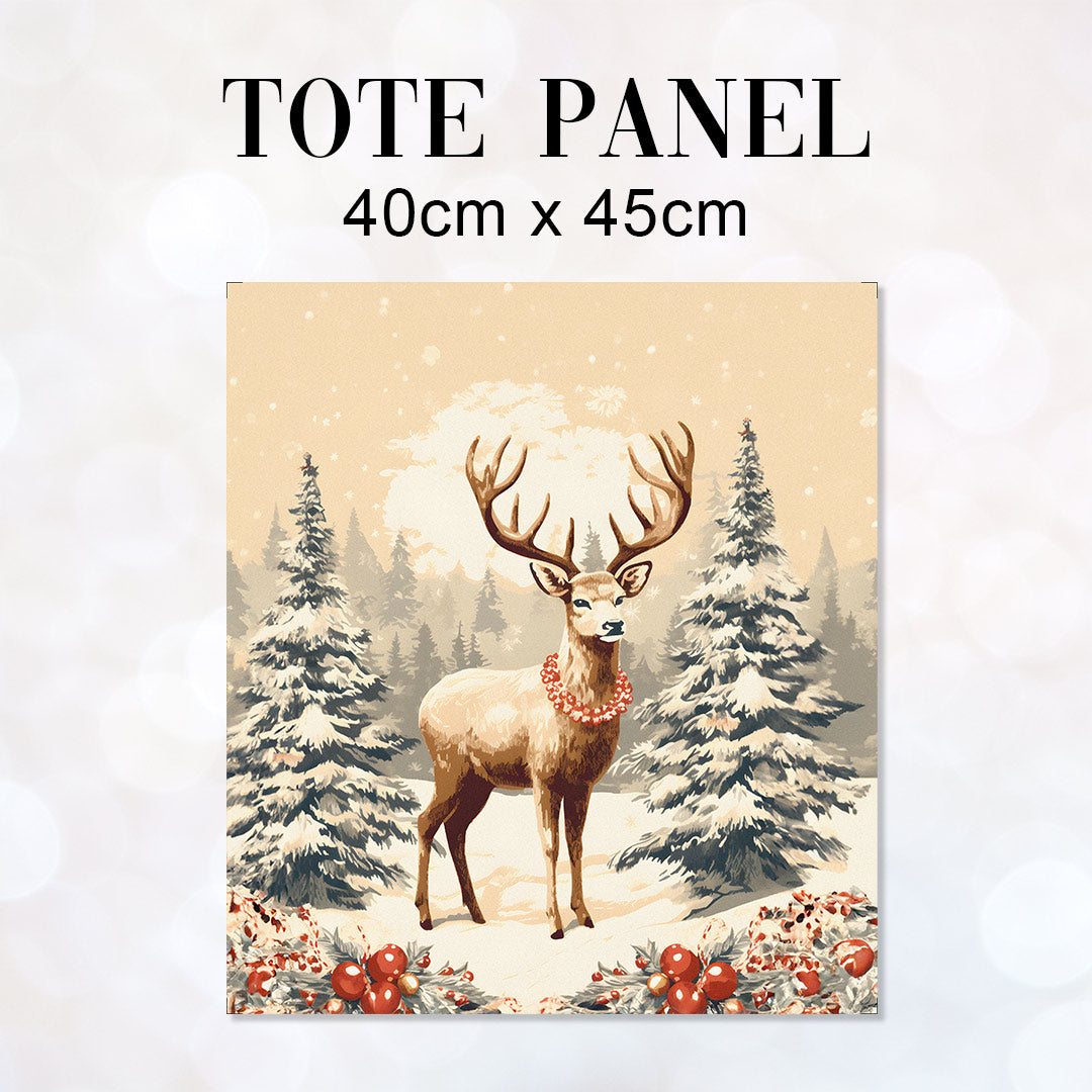 TOTE Winter Deer TP-123 Fabric Bag Panel