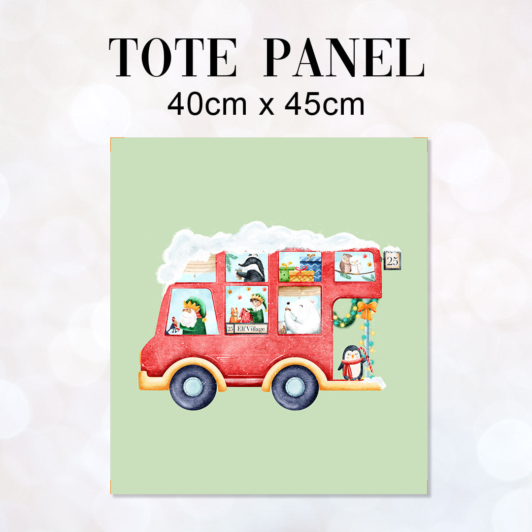TOTE Christmas Bus Fabric Bag Panel TP-1238