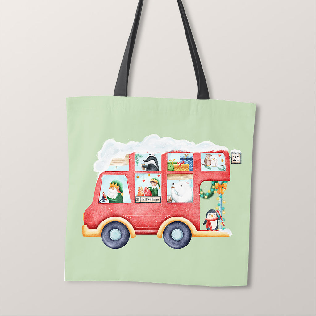 TOTE Christmas Bus Fabric Bag Panel TP-1238