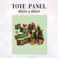 TOTE Christmas Dinosaur Mint Fabric Bag Panel TP-1239