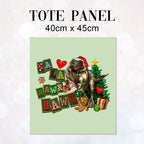 TOTE Christmas Dinosaur Mint Fabric Bag Panel TP-1239
