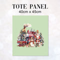 TOTE Christmas Train Mint Fabric Bag Panel TP-1241