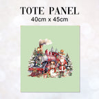 TOTE Christmas Train Mint Fabric Bag Panel TP-1241
