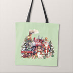 TOTE Christmas Train Mint Fabric Bag Panel TP-1241