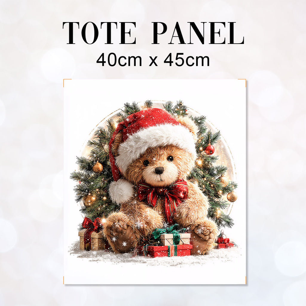 TOTE Christmas Teddy Fabric Bag Panel TP-1243