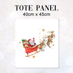 TOTE Santa and Reindeer White Fabric Bag Panel TP-1244