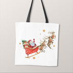 TOTE Santa and Reindeer White Fabric Bag Panel TP-1244