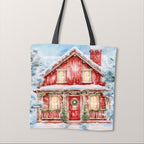 TOTE Winter Cottage Fabric Bag Panel TP-1254