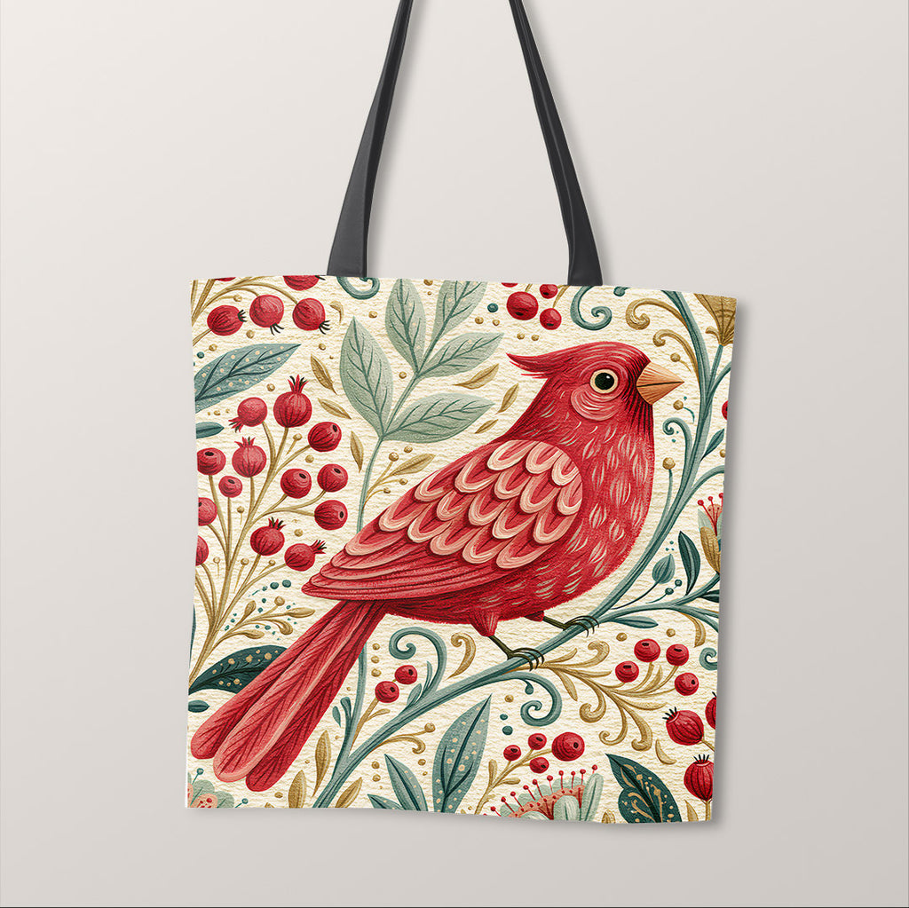 TOTE Folk Red Cardinal 2 Fabric Bag Panel TP-1258