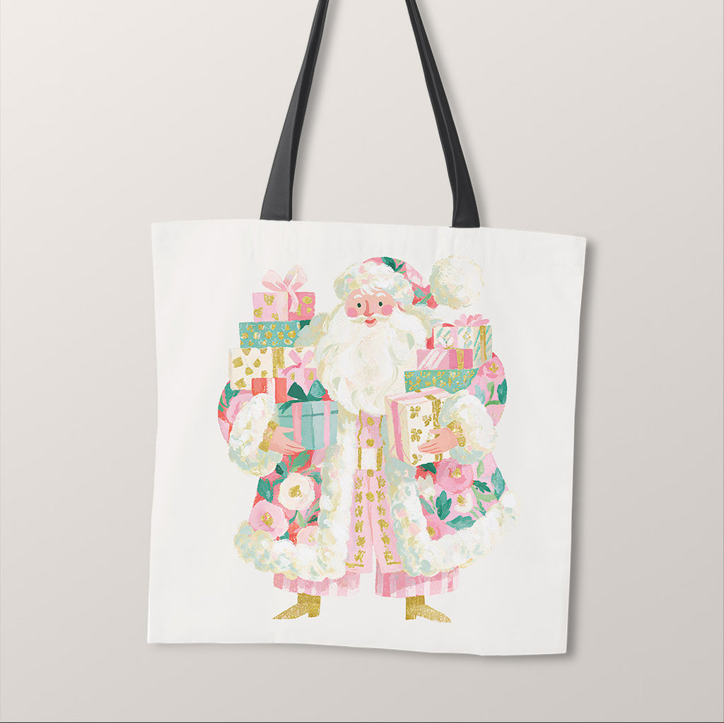 TOTE Pastel Santa with Presents Fabric Bag Panel TP-1268
