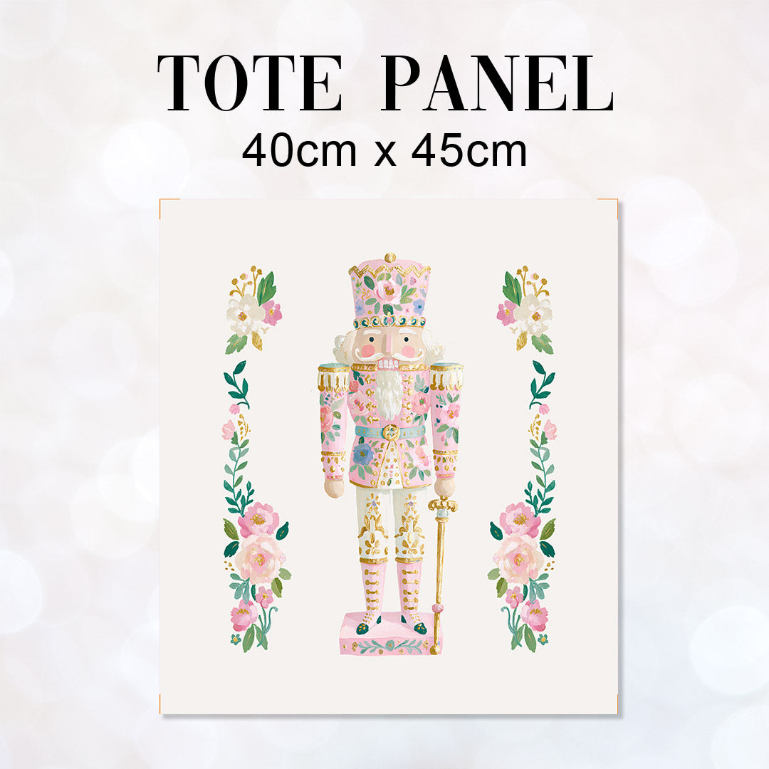 TOTE Pastel Floral Nutcracker Fabric Bag Panel TP-1269