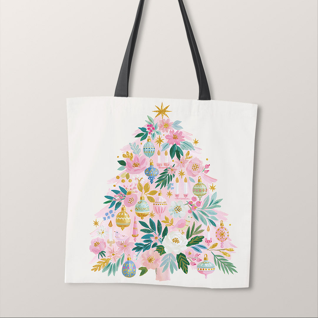 TOTE Pastel Christmas Tree Fabric Bag Panel TP-1272