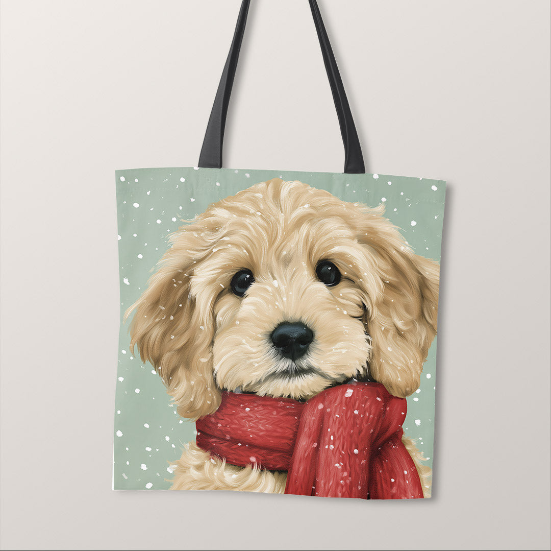 TOTE Winter Cockapoo Fabric Bag Panel TP-1273