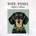 TOTE Winter Dachshund Fabric Bag Panel TP-1274
