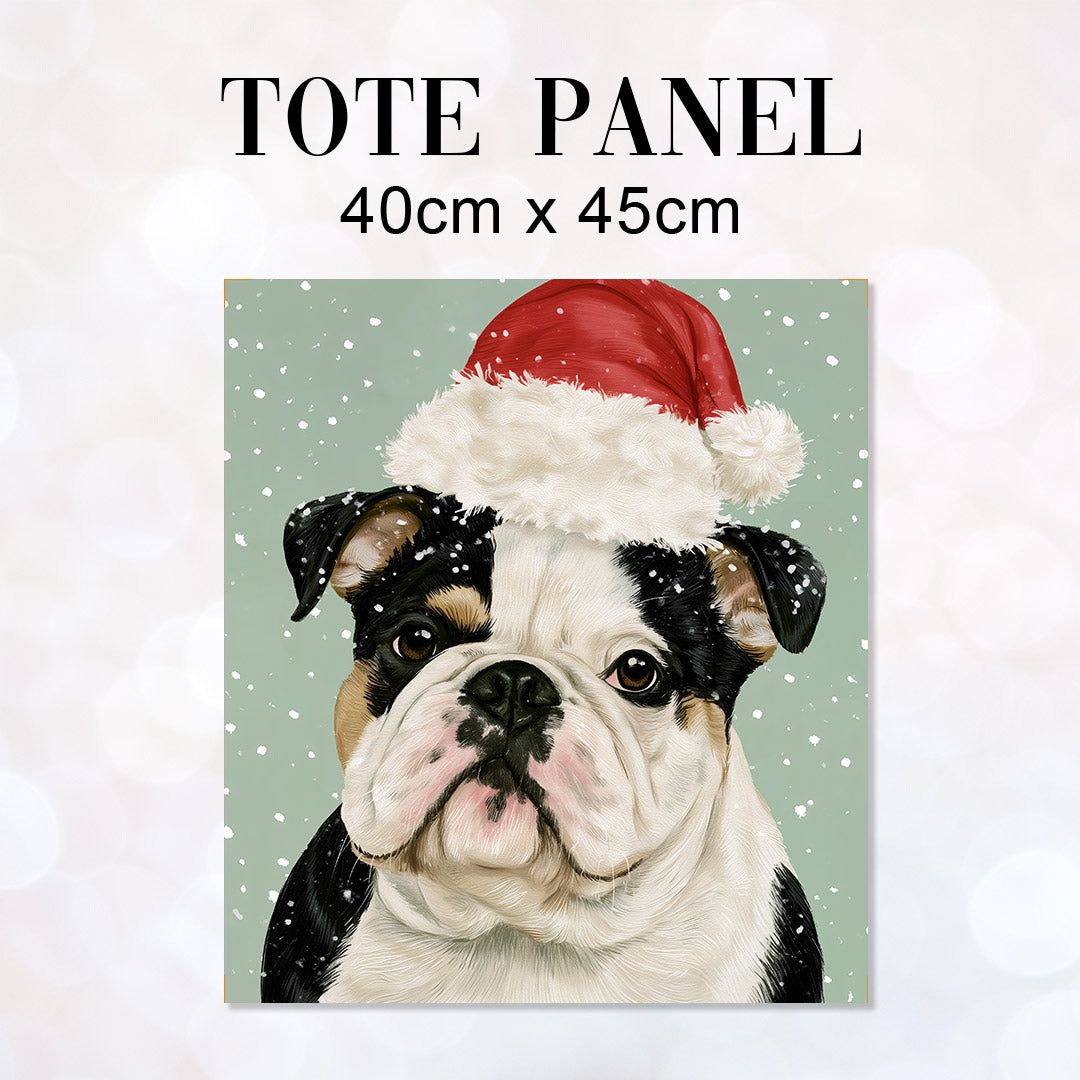 TOTE Winter English Bulldog Fabric Bag Panel TP-1275