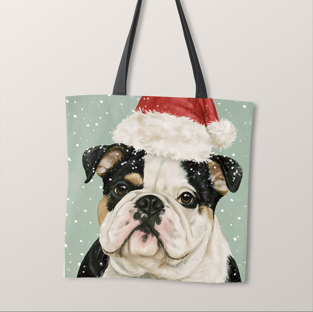 TOTE Winter English Bulldog Fabric Bag Panel TP-1275