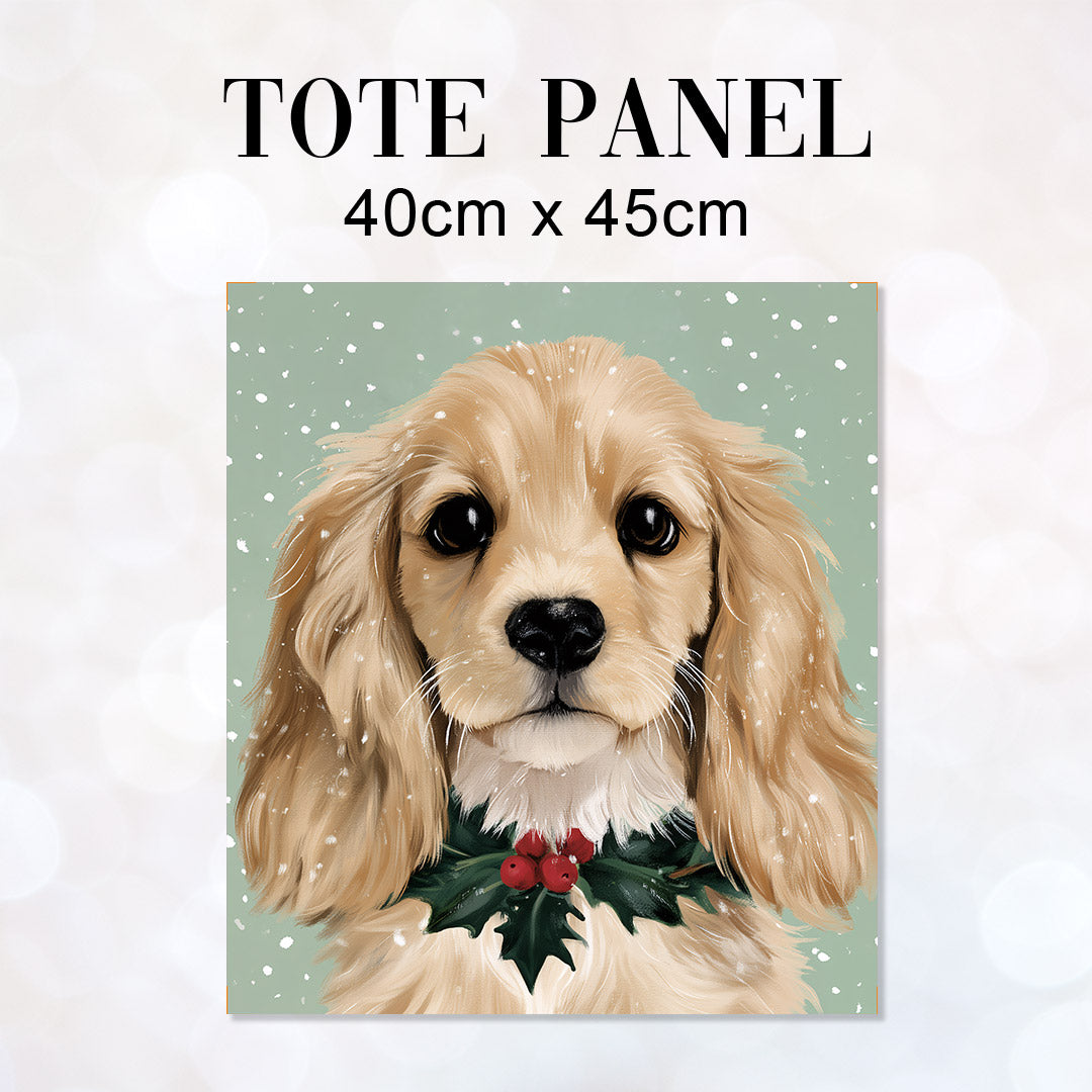 TOTE Winter Tan Spaniel Fabric Bag Panel TP-1276