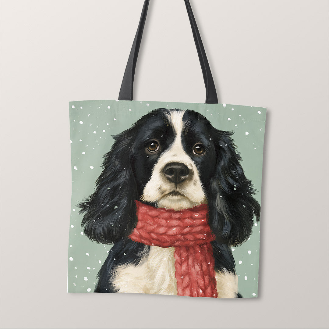 TOTE Winter Spaniel Fabric Bag Panel TP-1280