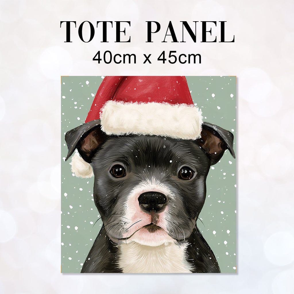 TOTE Winter Staffordshire Bull Terrier Fabric Bag Panel TP-1281