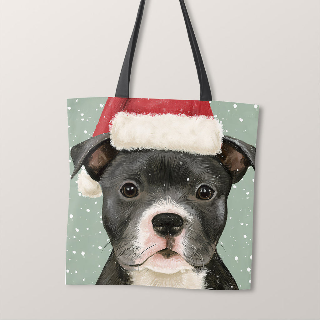 TOTE Winter Staffordshire Bull Terrier Fabric Bag Panel TP-1281