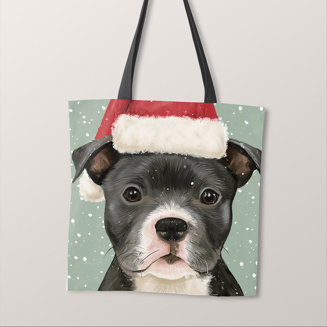TOTE Winter Staffordshire Bull Terrier Fabric Bag Panel TP-1281