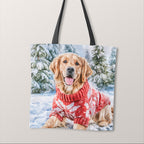 TOTE Winter Golden Retriever Fabric Bag Panel TP-1284