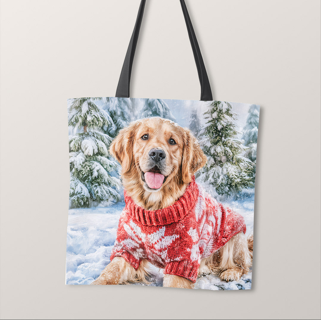 TOTE Winter Golden Retriever Fabric Bag Panel TP-1284
