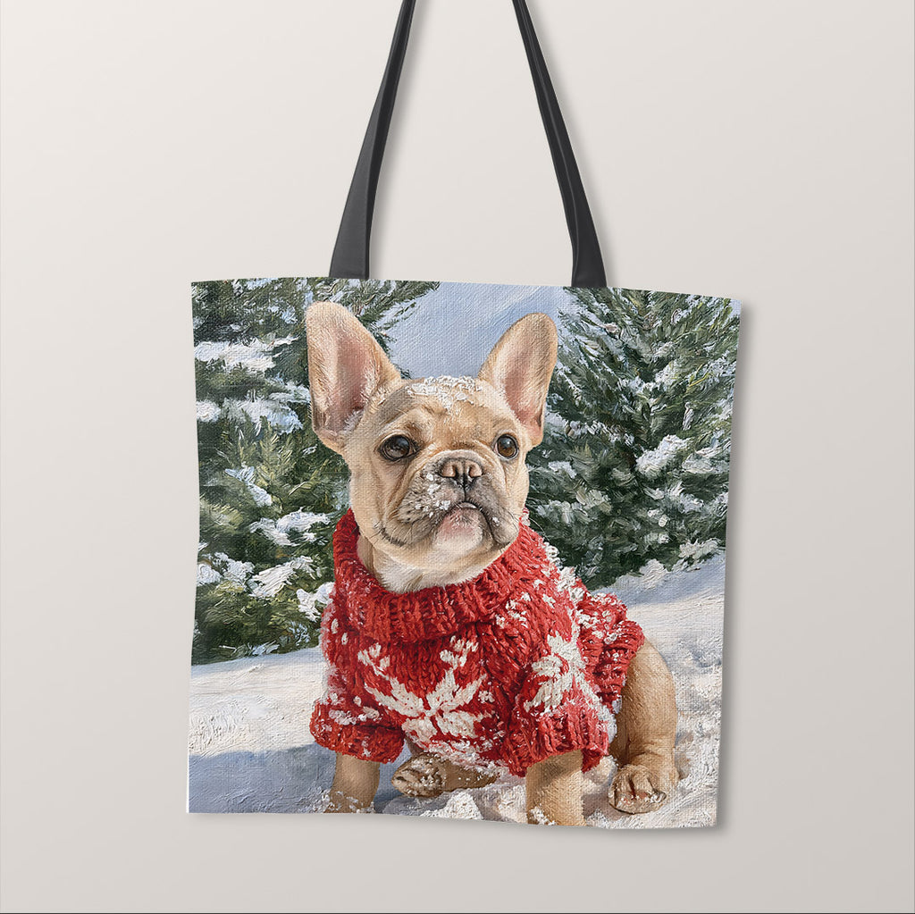 TOTE Winter French Bulldog Fabric Bag Panel TP-1285