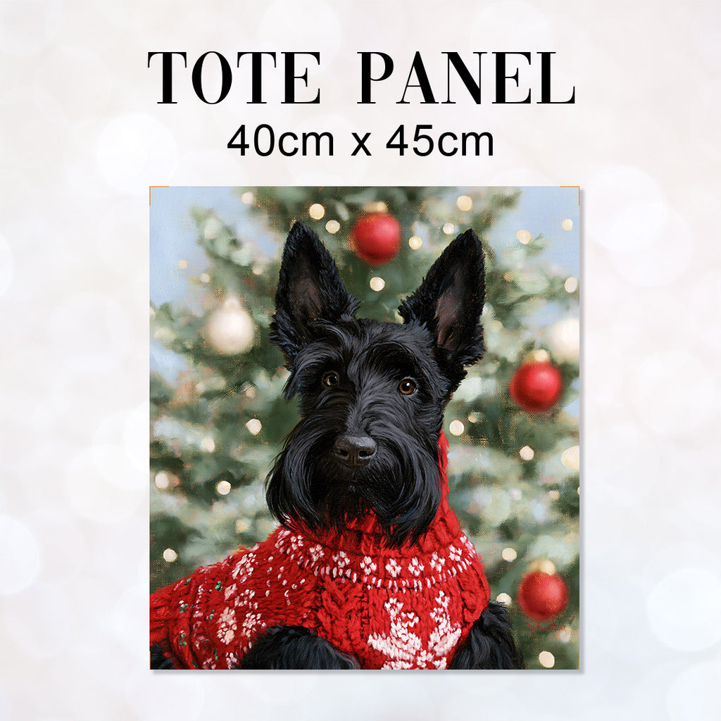 TOTE Christmas Black Scottish Terrier Fabric Bag Panel TP-1286