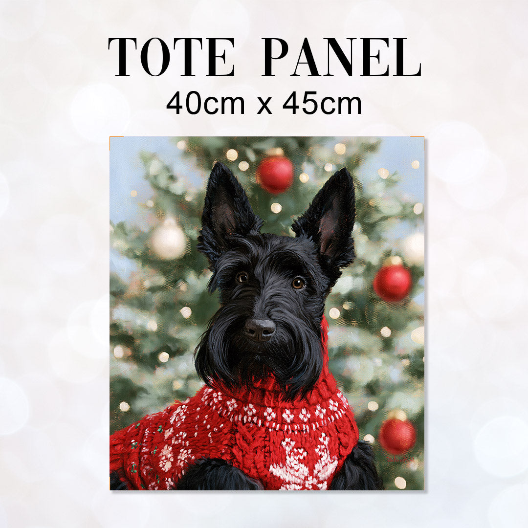 TOTE Christmas Black Scottish Terrier Fabric Bag Panel TP-1286