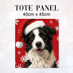 TOTE Christmas Border Collie Fabric Bag Panel TP-1287