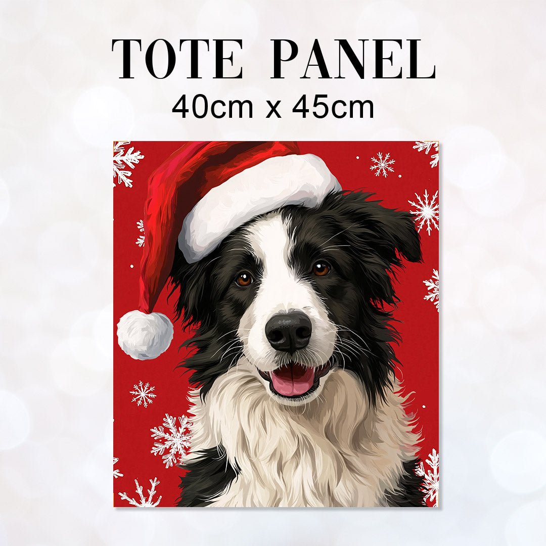 TOTE Christmas Border Collie Fabric Bag Panel TP-1287