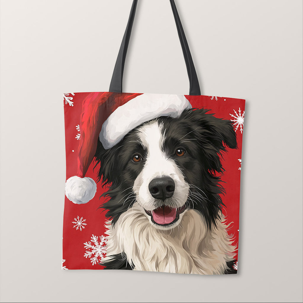 TOTE Christmas Border Collie Fabric Bag Panel TP-1287