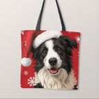 TOTE Christmas Border Collie Fabric Bag Panel TP-1287