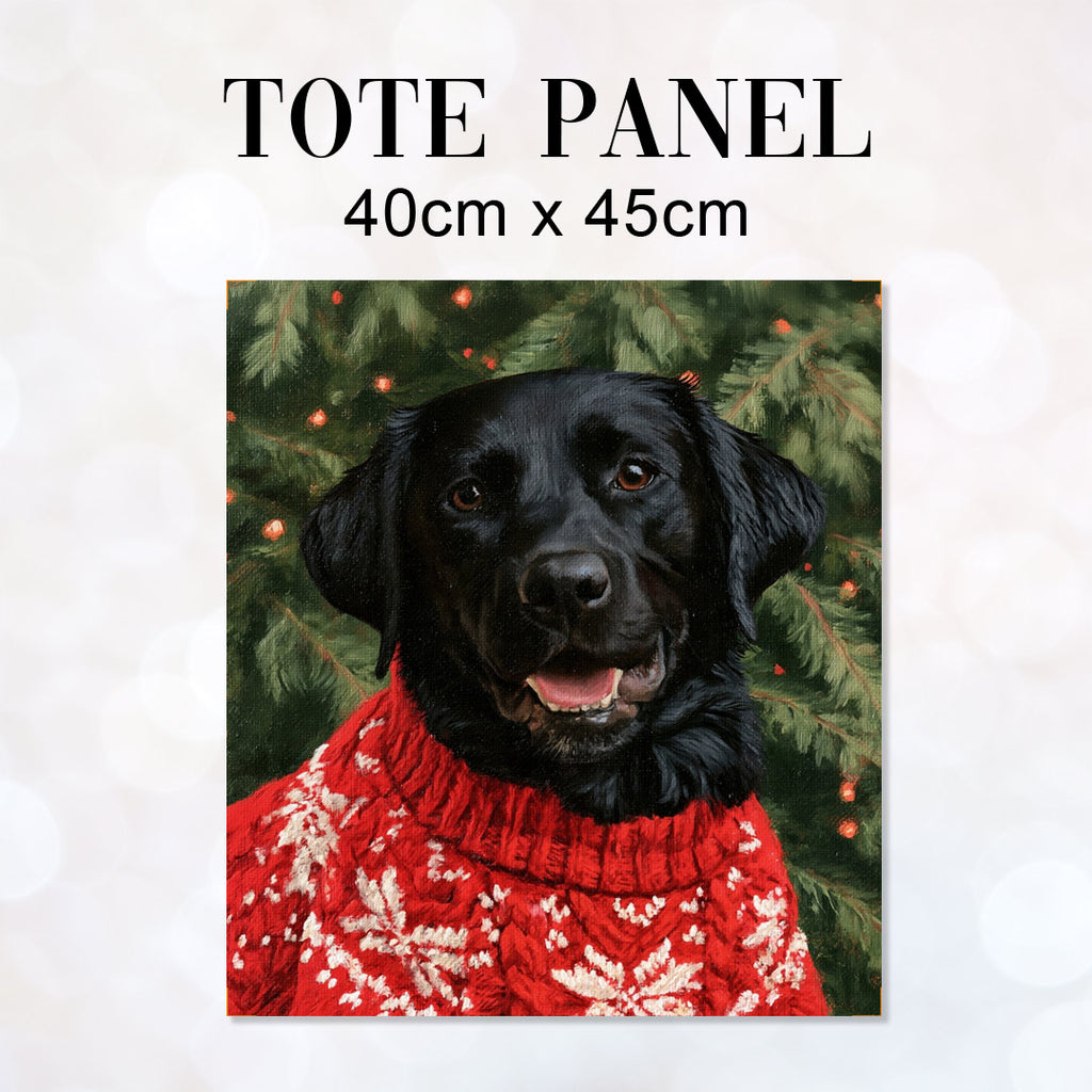 TOTE Christmas Black Labrador Fabric Bag Panel TP-1289