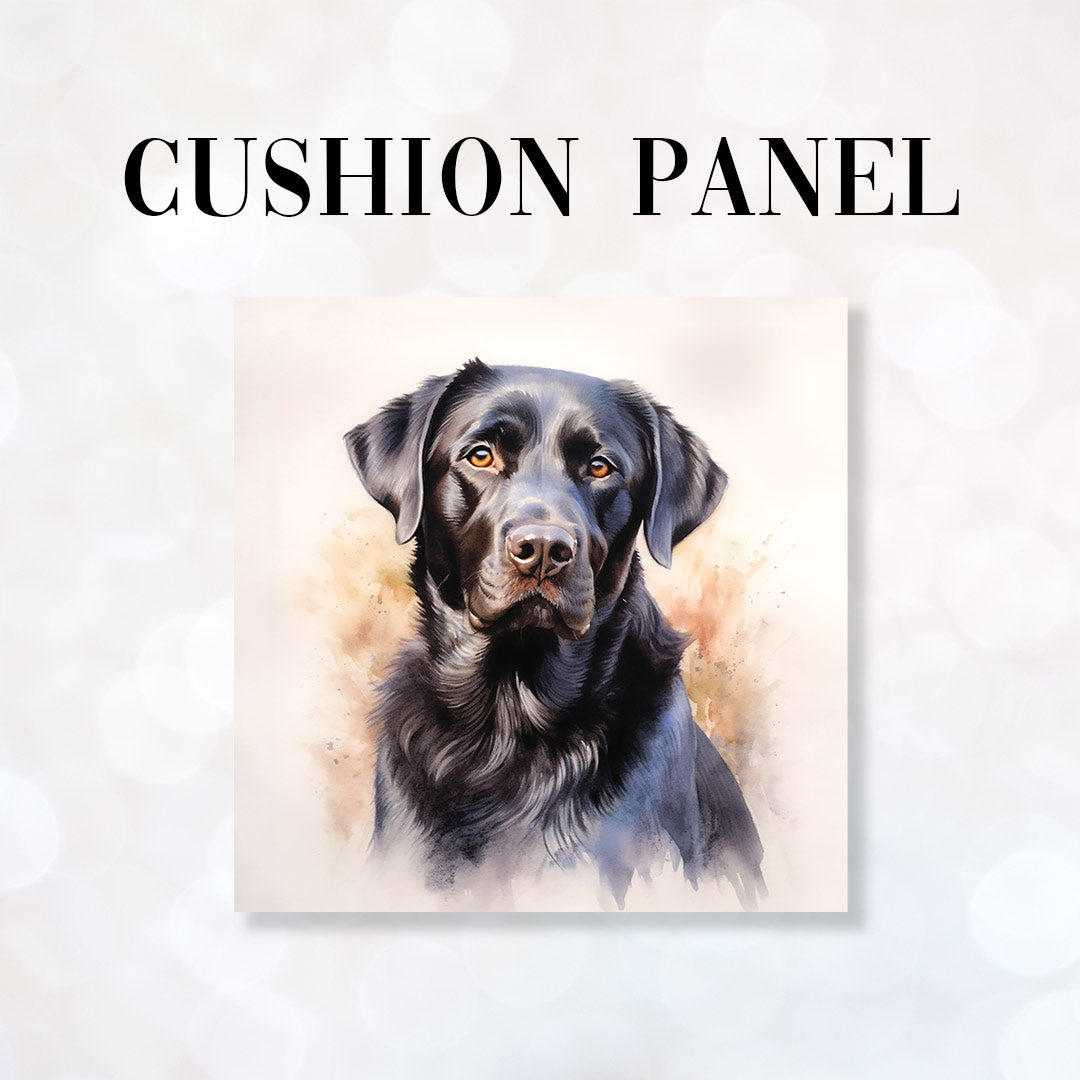 Watercolour Black Labrador Fabric Panel for sewing Cushions. – Custom ...