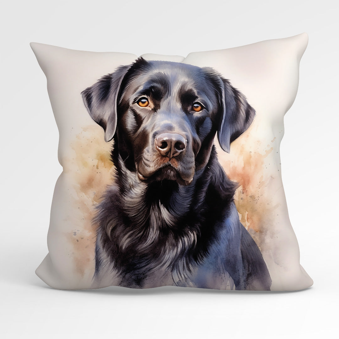 CUSHION Fabric Panel Watercolour Black Labrador CP-2