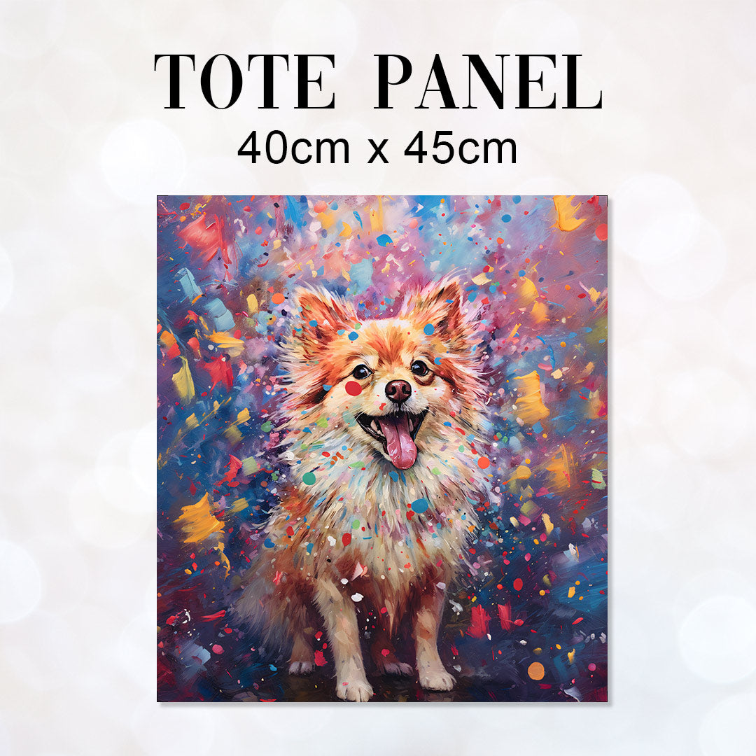 TOTE Pomeranian Dog Splashes Fabric Bag Panel TP-208