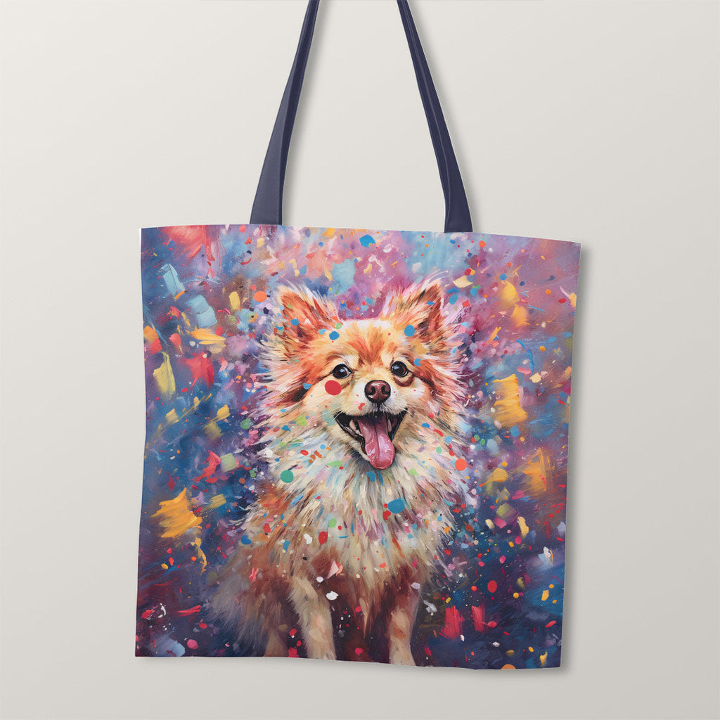 TOTE Pomeranian Dog Splashes Fabric Bag Panel TP-208