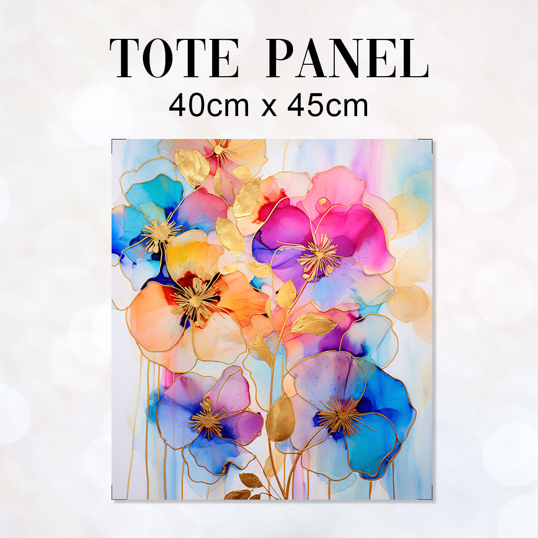 TOTE Fabric Bag Panel Abstract Ink Flowers 7 TP-216
