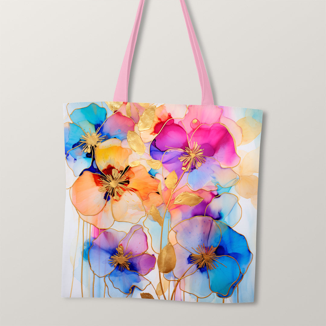 TOTE Fabric Bag Panel Abstract Ink Flowers 7 TP-216