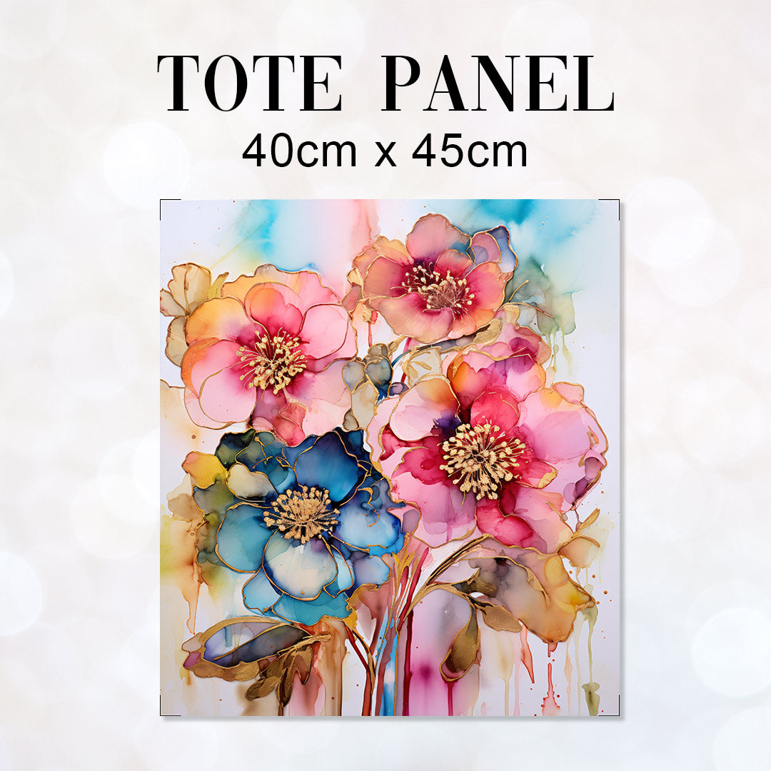 TOTE Fabric Bag Panel Abstract Ink Flowers 8 TP-217