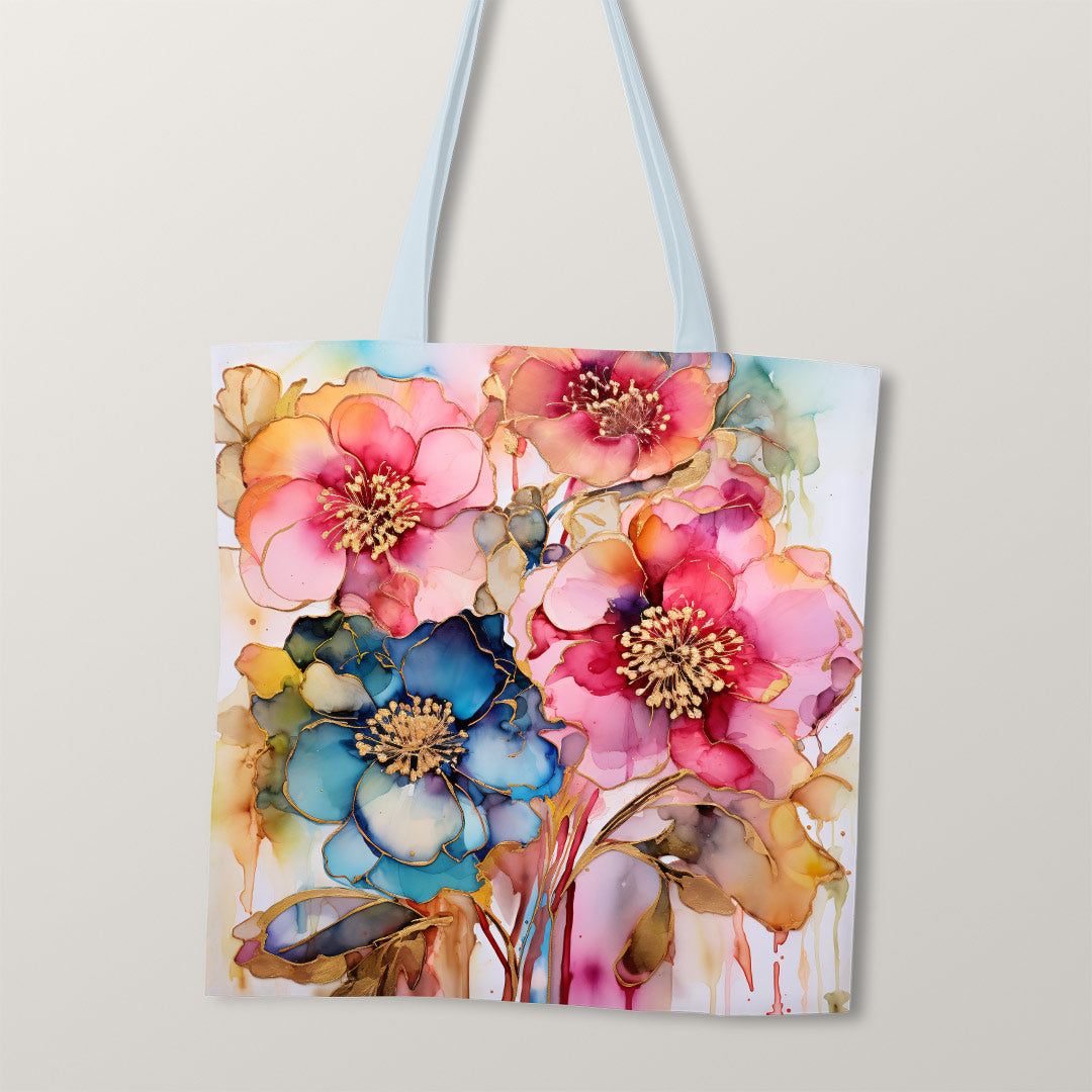 TOTE Fabric Bag Panel Abstract Ink Flowers 8 TP-217