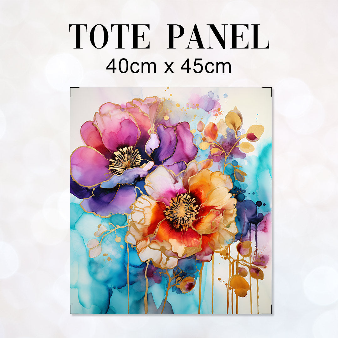 TOTE Fabric Bag Panel Abstract Ink Flowers 9 TP-218
