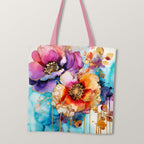 TOTE Fabric Bag Panel Abstract Ink Flowers 9 TP-218