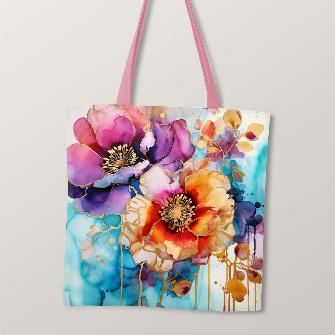TOTE Fabric Bag Panel Abstract Ink Flowers 9 TP-218