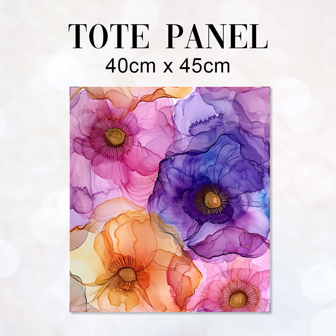 TOTE Fabric Bag Panel Abstract Ink Flowers 11 TP-220